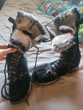 Black Faux-Fur Lined Winter Boots